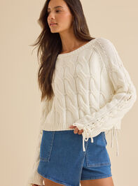 Carlin Lace Up Cable Sweater - TULLABEE