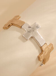 Hammered Cross Stretch Bracelet - TULLABEE