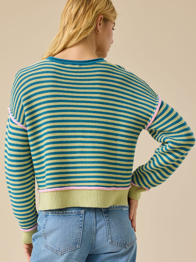 Blossom Stripe Pullover Sweater Detail 4 - TULLABEE