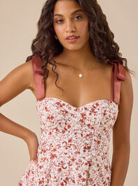 Carmen Floral Bow Tie Midi Dress Detail 2 - TULLABEE