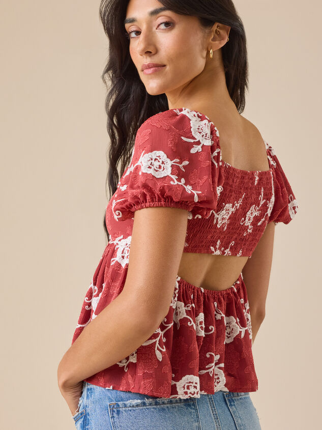 Gretchen Embroidered Babydoll Top Detail 5 - TULLABEE