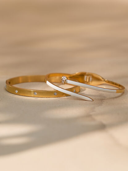 Stainless Steel Halo Wrapped Nail Bangle Set - TULLABEE