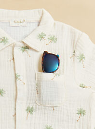 Cyrus Palm Tree Toddler Polo and Short Set Detail 3 - TULLABEE