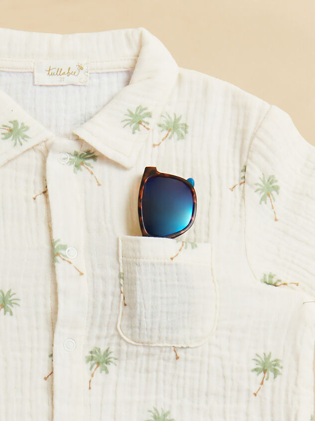 Cyrus Palm Tree Toddler Polo and Short Set Detail 3 - TULLABEE