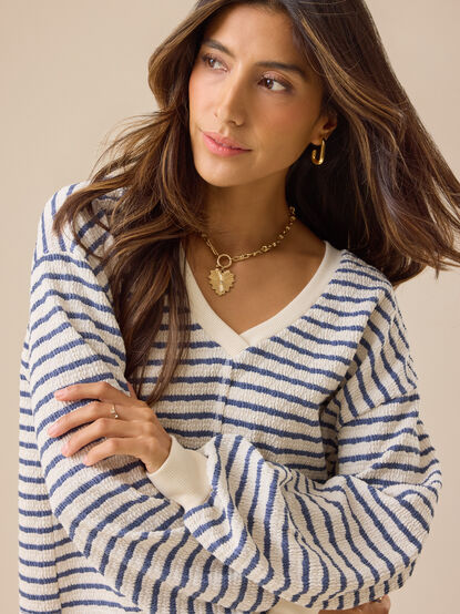 Raelynn V-Neck Striped Top - TULLABEE