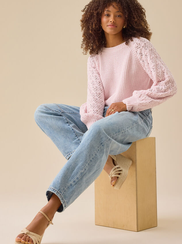 Hailey Chenille Pointelle Sweater - TULLABEE