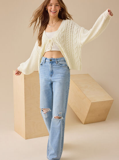 Dani Cable Tie Front Sweater - TULLABEE