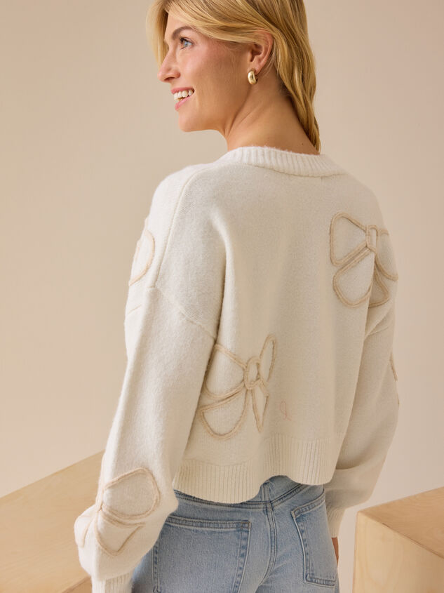 Bonnie 3D Bow Cardigan Detail 4 - TULLABEE