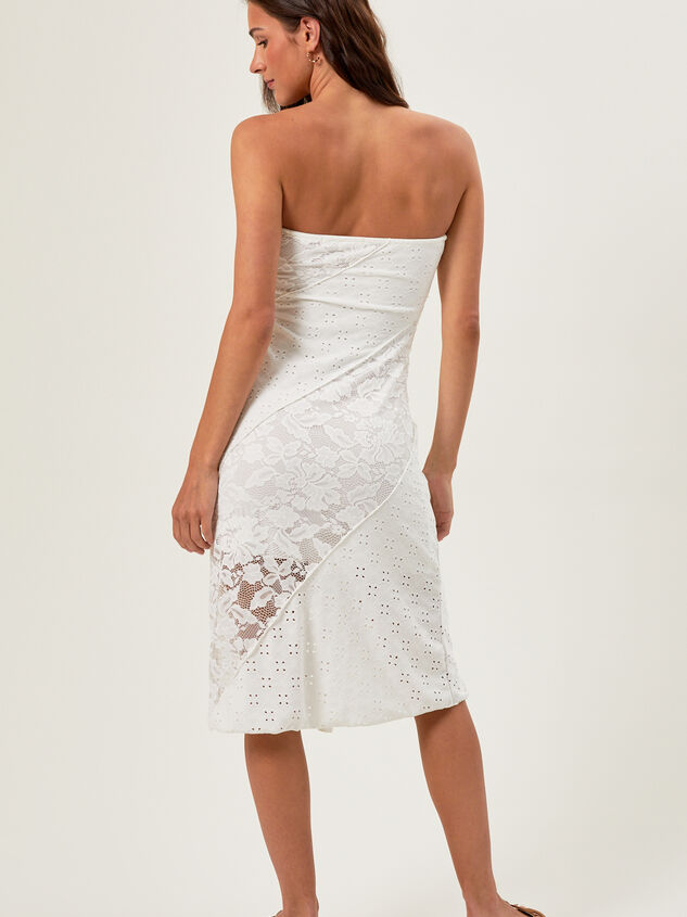 Jasmine Midi Lace Strapless Dress Detail 3 - TULLABEE
