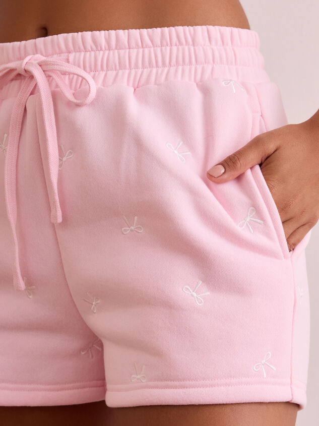 Wrapped in Bows Lounge Shorts Detail 2 - TULLABEE