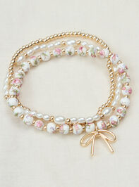 Painted Beads and Bow Bracelet Set Detail 3 - TULLABEE