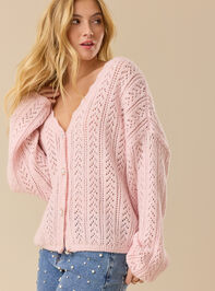Angelina Pointelle Scalloped Cardigan Detail 4 - TULLABEE