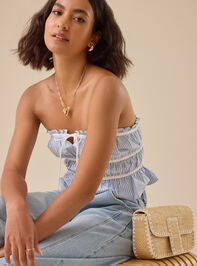 Alice Pinstripe Tube Top Detail 2 - TULLABEE