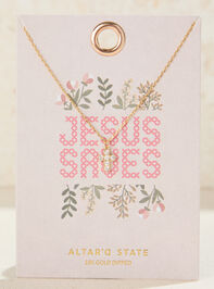 Jesus Saves Dainty Cross Necklace - TULLABEE