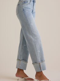 Edie Floral Embroidered Jeans Detail 4 - TULLABEE