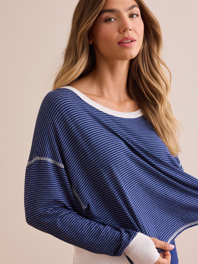 Moonlit Striped Circle Back Long Sleeve Detail 4 - TULLABEE