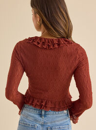 Vera Ruffle Tie Front Top Detail 5 - TULLABEE