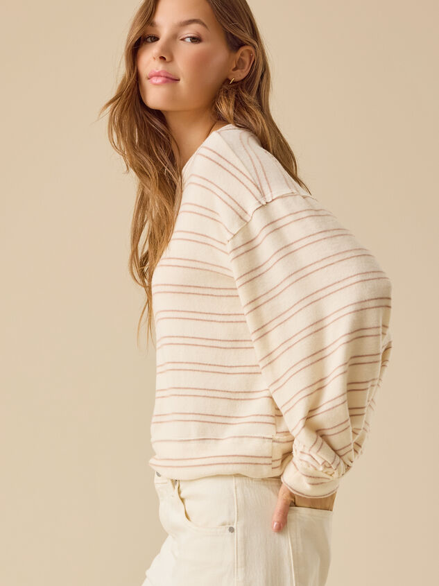 Addison Striped Balloon Sleeve Top - TULLABEE