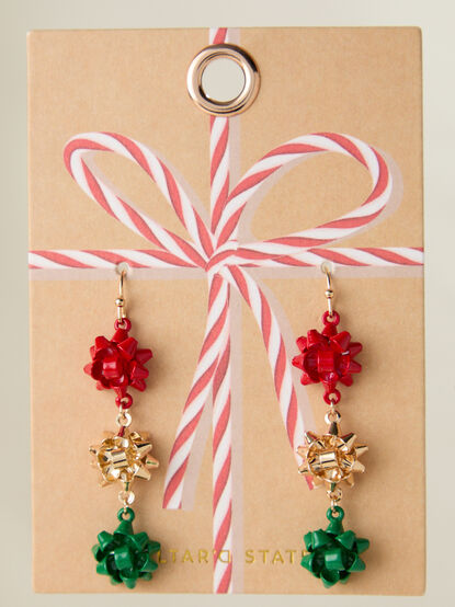 Bow Present Dangle Earrings - TULLABEE
