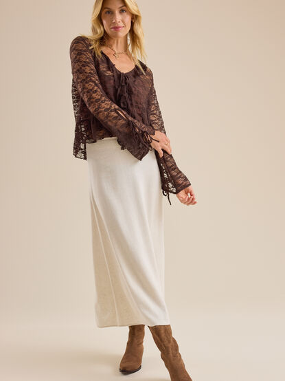 Luna Lace Tie Front Blouse - TULLABEE