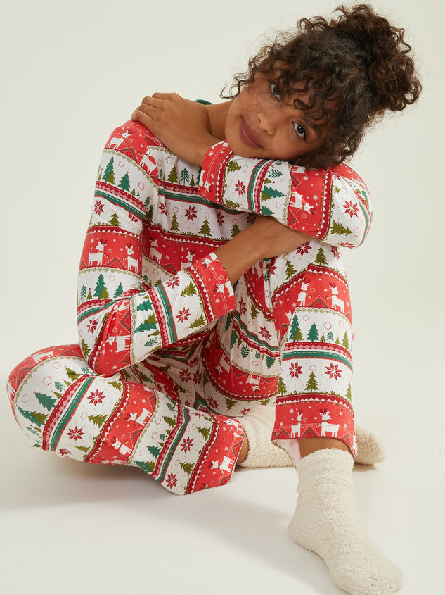 Festive Fair Isle Mama Pajama Set Detail 3 - TULLABEE
