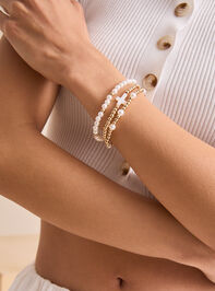Pearl Cross Stretch Bracelet Set - TULLABEE