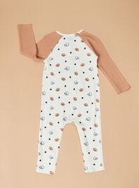 Football Star Henley Romper Detail 2 - TULLABEE