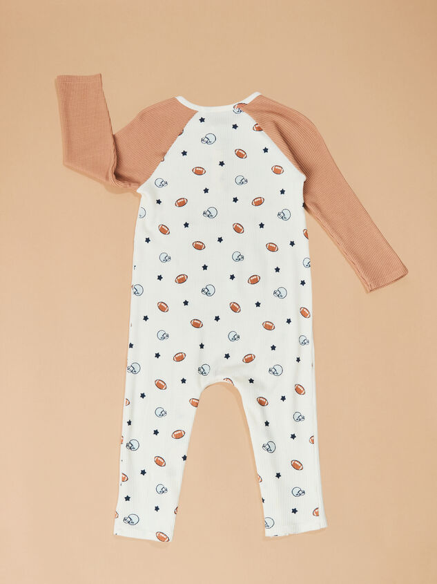 Football Star Henley Romper Detail 2 - TULLABEE