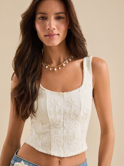 Norma Embroidered Lace Corset - TULLABEE