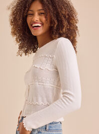 Stevie Ruffle Trim Sweater Detail 4 - TULLABEE