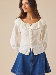 Eileen Collared Eyelet Top Detail 2 - TULLABEE