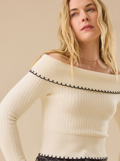 Mia Whipstitch Off Shoulder Sweater - TULLABEE