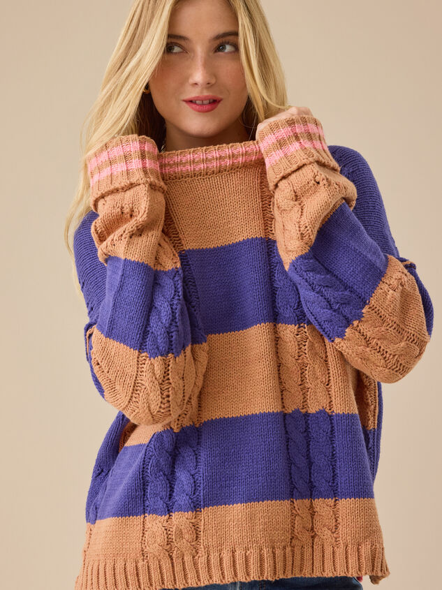 Cece Varsity Stripe Sweater - TULLABEE