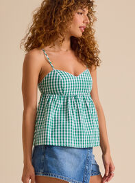 Fern Gingham Babydoll Tank Detail 3 - TULLABEE