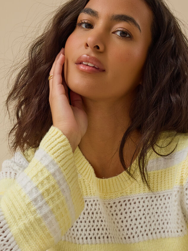 Suzanna Pointelle Striped Sweater Detail 3 - TULLABEE