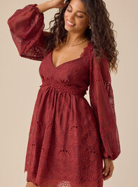 Long Sleeve Eyelet Mini Dress Detail 4 - TULLABEE