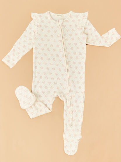 Vintage Mini Bows Ruffle Footie - TULLABEE