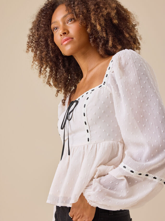 Gemma Ribbon Babydoll Top Detail 4 - TULLABEE