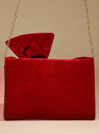 Bow Twist Velvet Clutch Detail 3 - TULLABEE