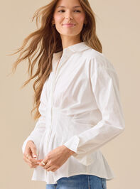 Julianne Pleated Button-Up Top Detail 4 - TULLABEE