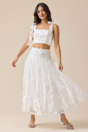 Braxlin Embroidered Midi Skirt - Altar'd State - 