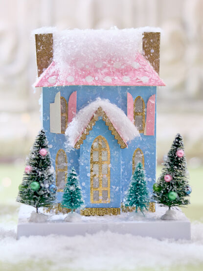 Little Pink and Blue House Christmas Village - TULLABEE