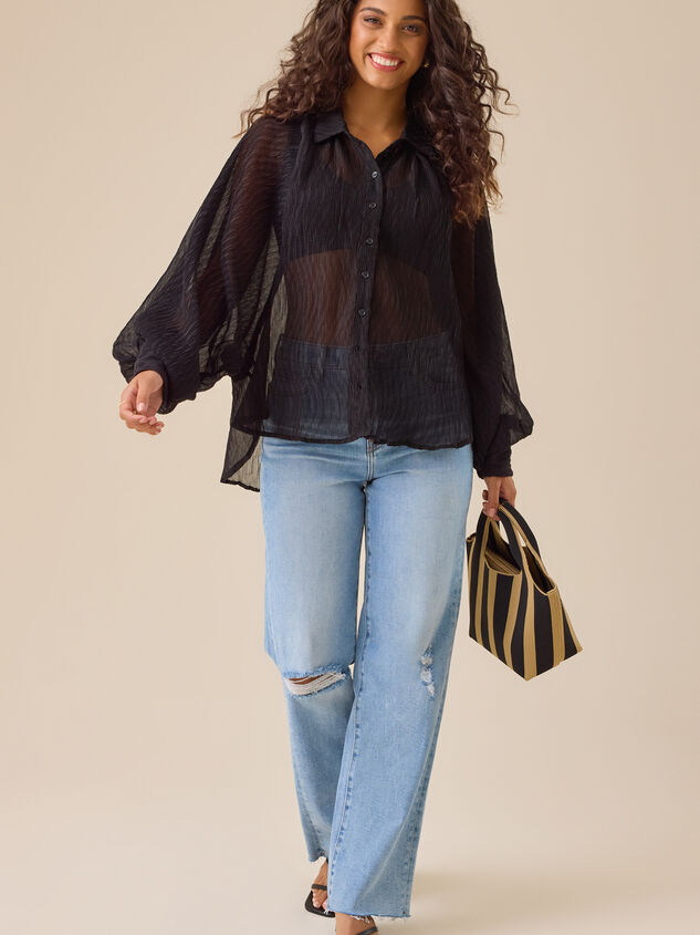 Arie Chiffon Button Down Top Detail 2 - TULLABEE