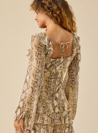 Skye Printed Mesh Mini Dress Detail 6 - TULLABEE