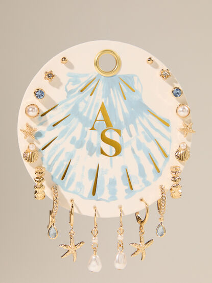 Blue Shell 10 Pack Earring Set - TULLABEE