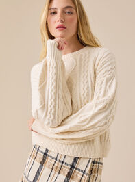 Diane Cropped Cable Sweater Detail 2 - TULLABEE