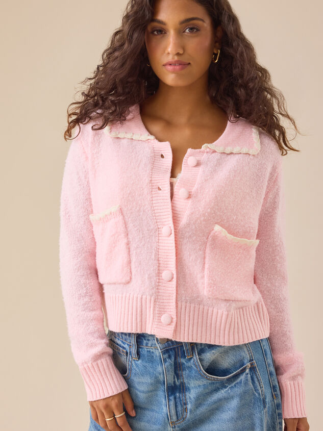 Vanna Collared Button Up Cardigan Detail 5 - TULLABEE