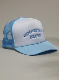 Summertime Blues Trucker Hat Detail 2 - TULLABEE