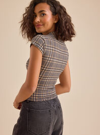 Presley Plaid Mesh Top Detail 5 - TULLABEE