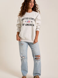 Embroidered United States Sweatshirt Detail 2 - TULLABEE